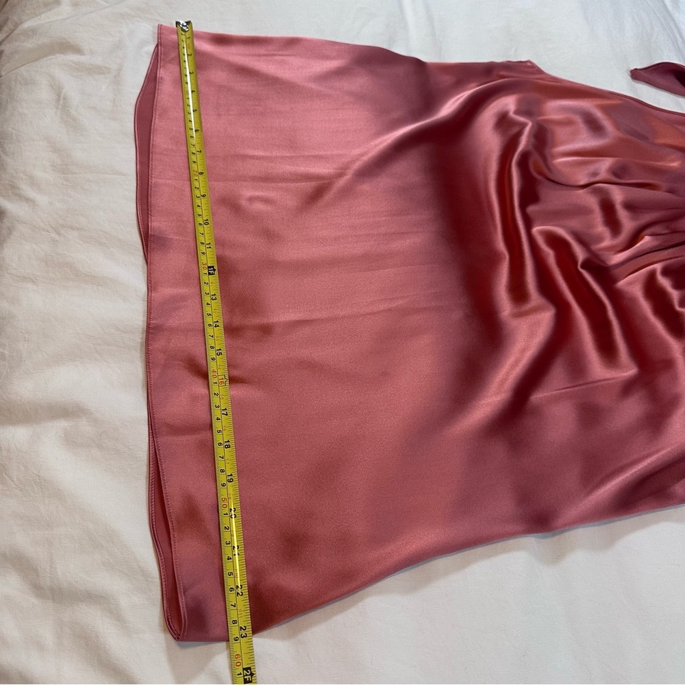 Ramy Brook Lori Silk High Neck Bow Halter Blouse in Deep Blush - Size Large - Picture 11 of 14